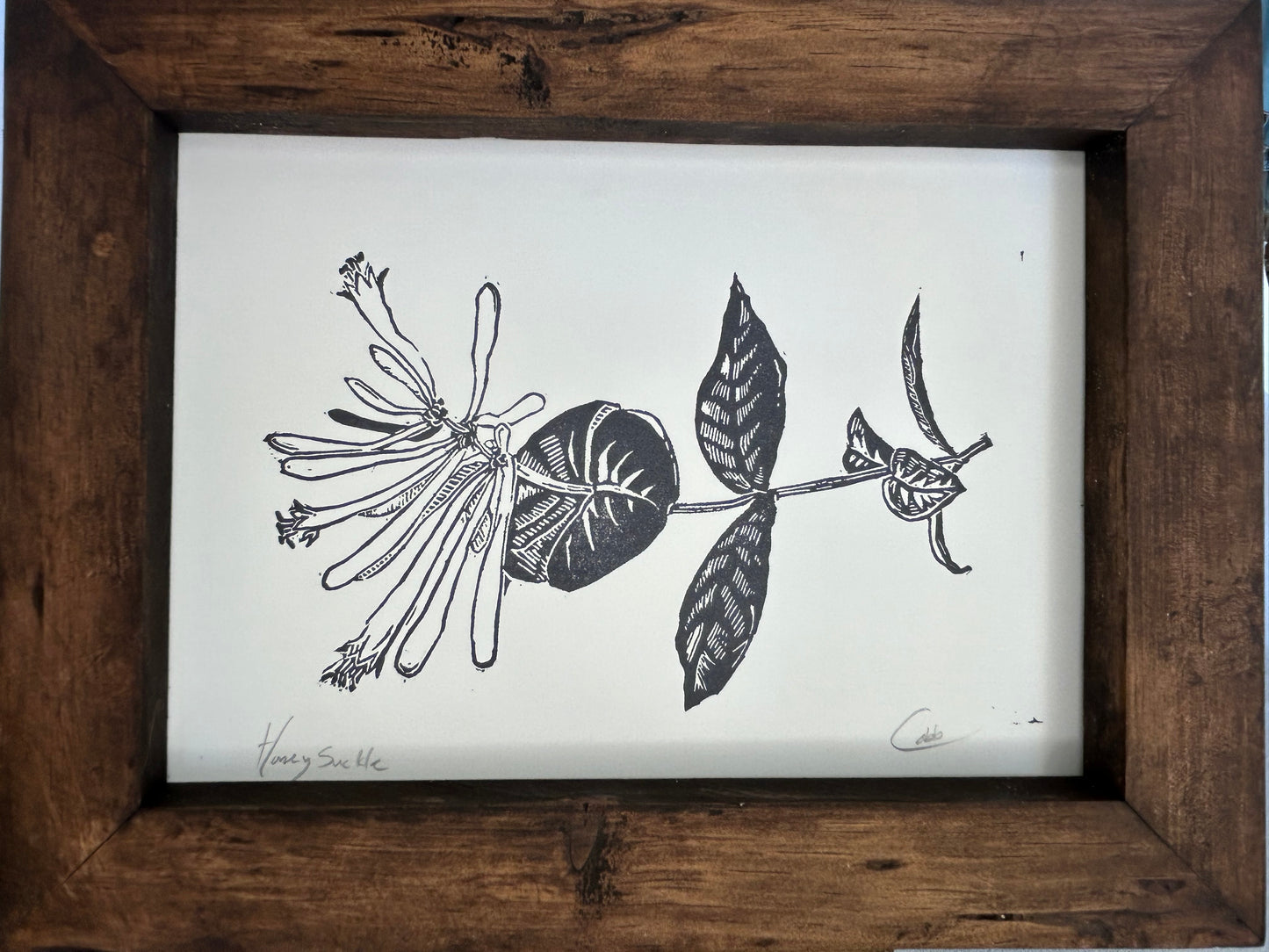 Honey-suckle Linoleum Print