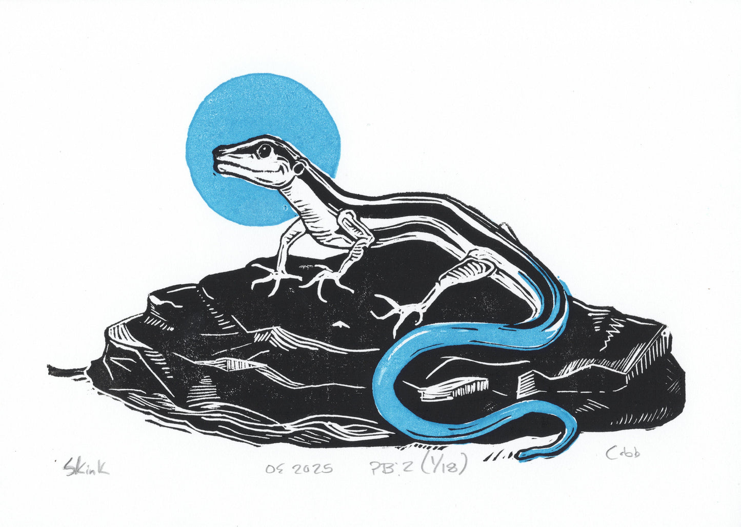 Skink Linoleum Print
