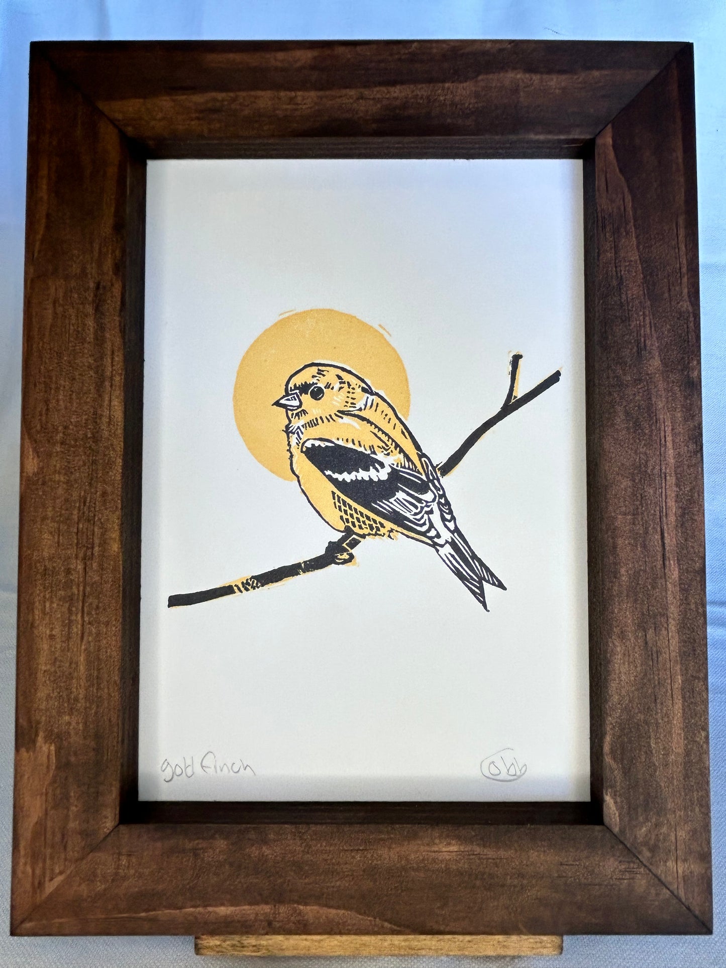 Gold Finch Linoleum Print