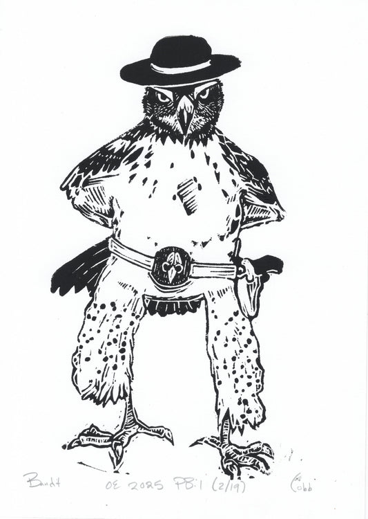 Bandit Linoleum Print