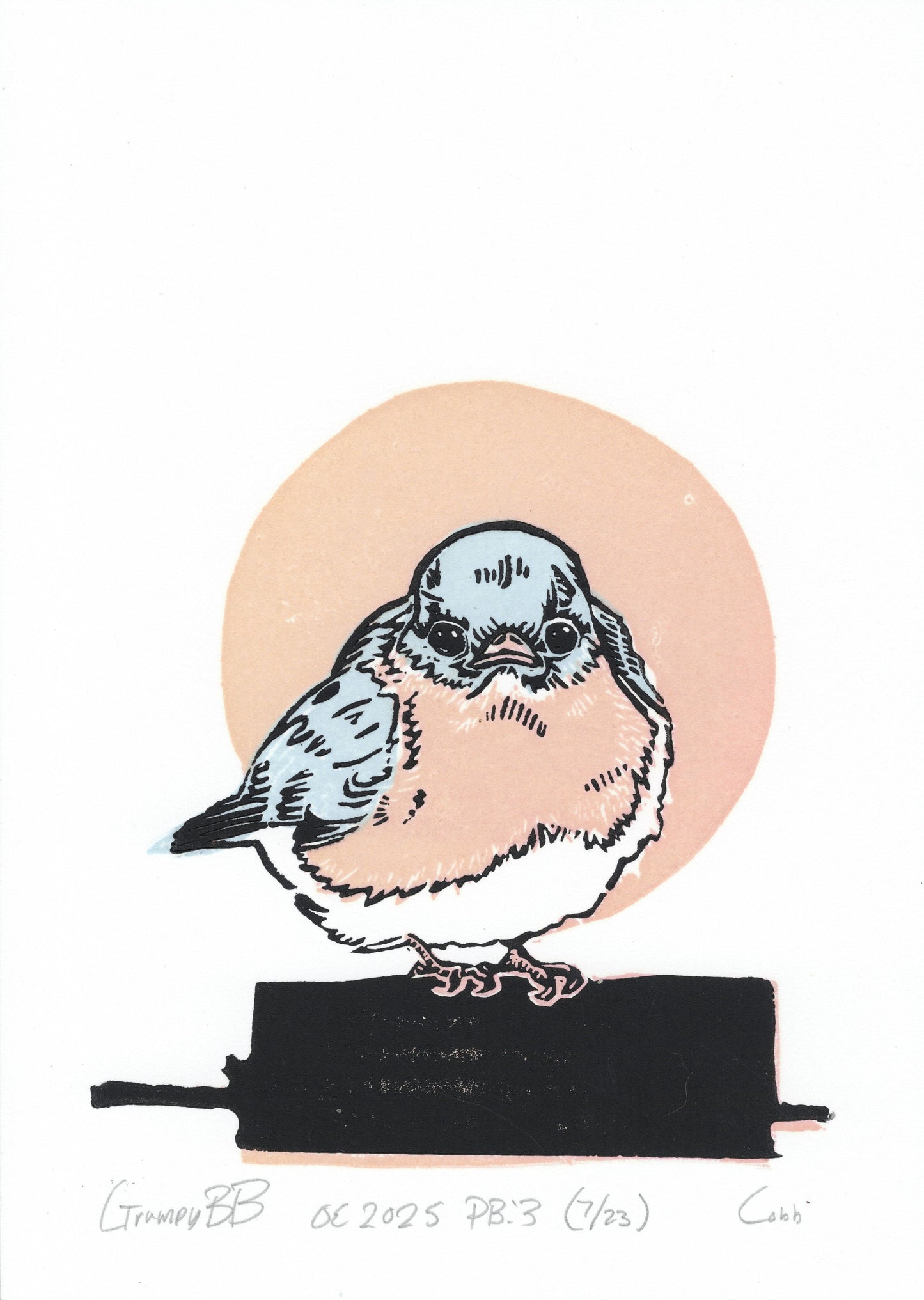 Grumpy BB Linoleum Print