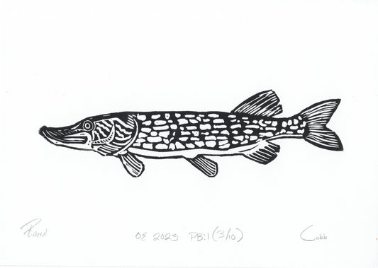 Pickerel Linoleum Print
