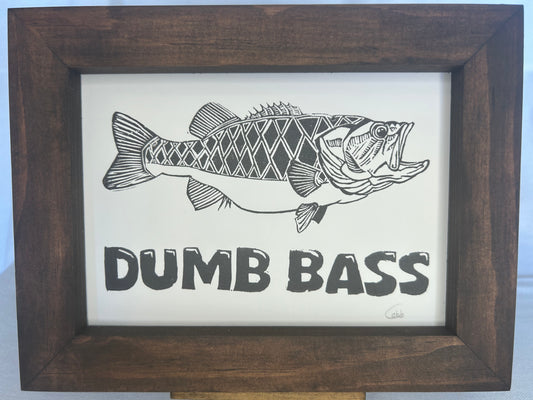 Dumb Bass Linoleum Print