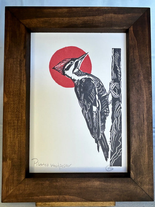 Pileated Woodpecker Linoleum Print