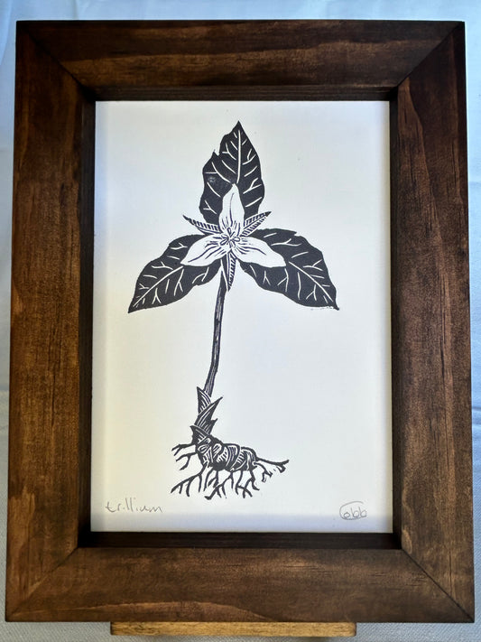 Trillium Linoleum Print