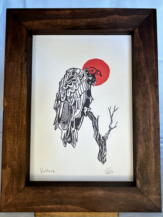 Vulture Linoleum Print